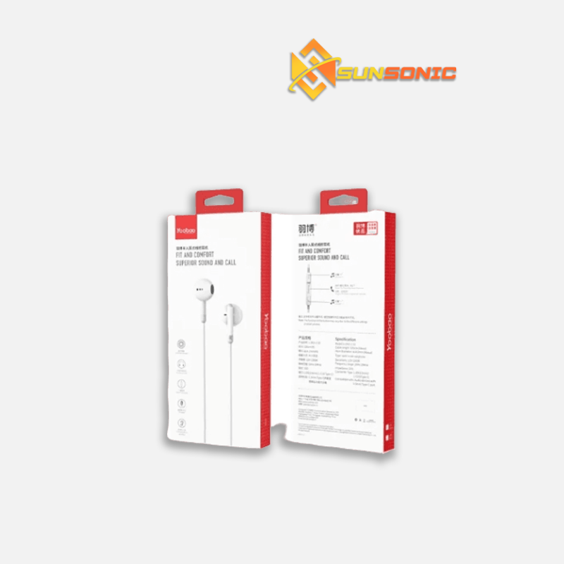 Yoobao L-09 Semi In-Ear Wired Earphone Headset Headphones HD Speaker Hifi Sound with Built-in Microphone for 3.5mm Port 1.2m